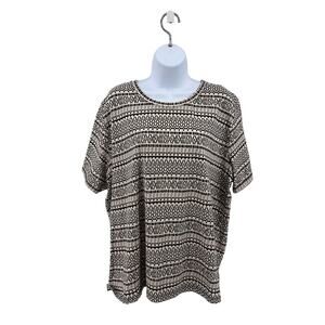 Great Northwest Aztec Print Tan/Black 3X Plus Top T-shirt WMNs Geo Print Tee SS